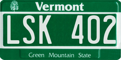 VT license plate LSK402