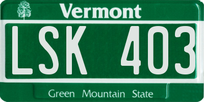VT license plate LSK403