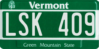 VT license plate LSK409