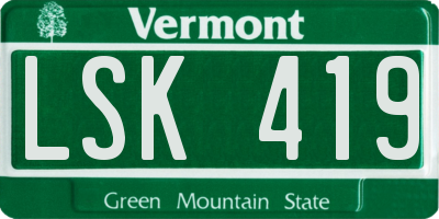 VT license plate LSK419