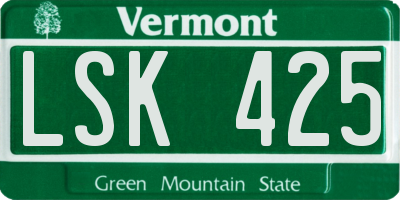 VT license plate LSK425