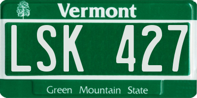 VT license plate LSK427