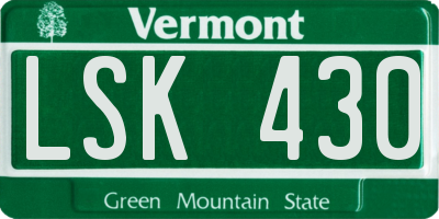 VT license plate LSK430