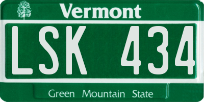 VT license plate LSK434