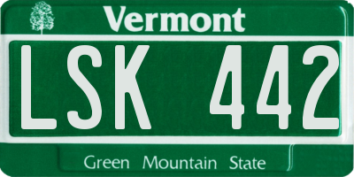 VT license plate LSK442