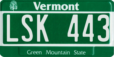 VT license plate LSK443