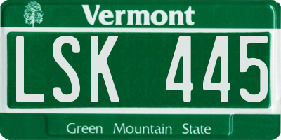 VT license plate LSK445