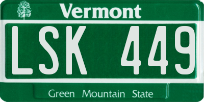 VT license plate LSK449