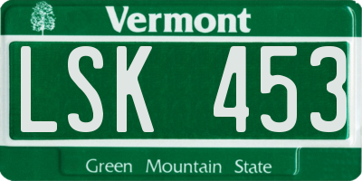 VT license plate LSK453