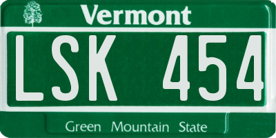 VT license plate LSK454