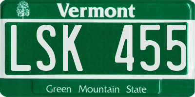 VT license plate LSK455