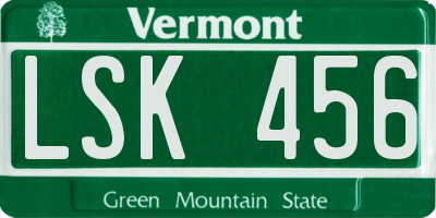 VT license plate LSK456
