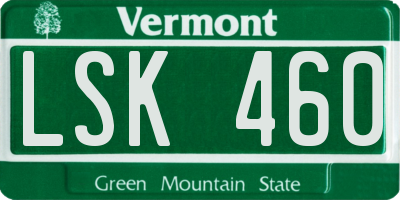 VT license plate LSK460