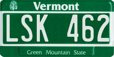 VT license plate LSK462