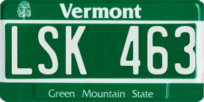 VT license plate LSK463