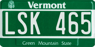 VT license plate LSK465