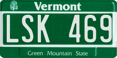 VT license plate LSK469