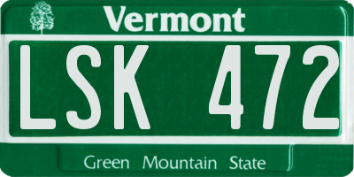 VT license plate LSK472