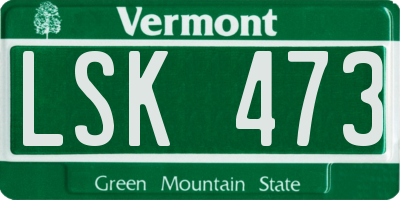 VT license plate LSK473