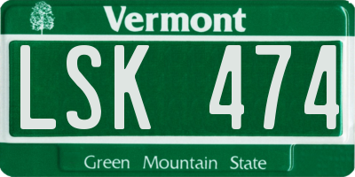 VT license plate LSK474