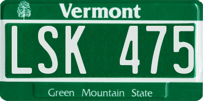 VT license plate LSK475