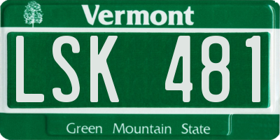 VT license plate LSK481