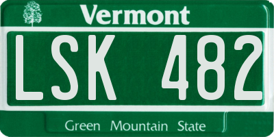 VT license plate LSK482