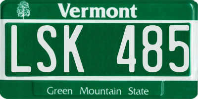 VT license plate LSK485