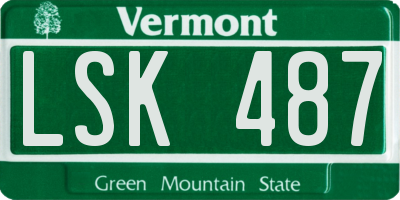 VT license plate LSK487