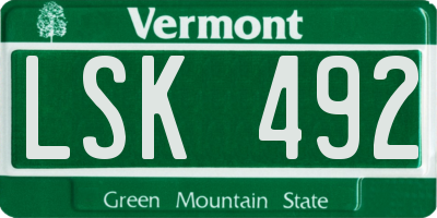 VT license plate LSK492