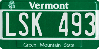 VT license plate LSK493