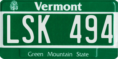 VT license plate LSK494