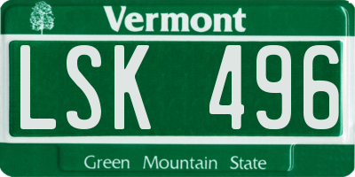 VT license plate LSK496