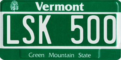 VT license plate LSK500
