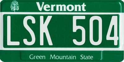 VT license plate LSK504