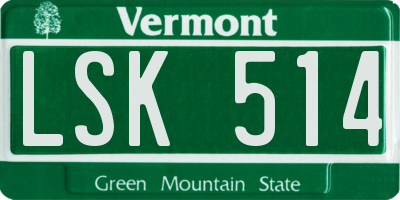 VT license plate LSK514