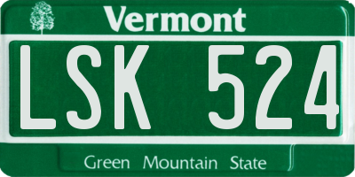VT license plate LSK524