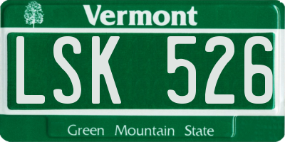 VT license plate LSK526