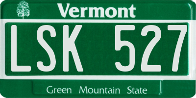 VT license plate LSK527