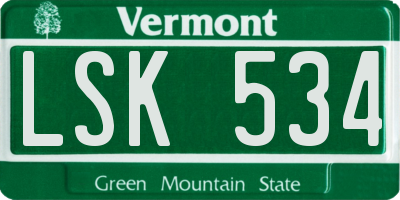 VT license plate LSK534