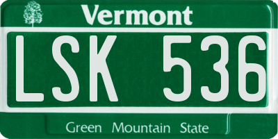 VT license plate LSK536