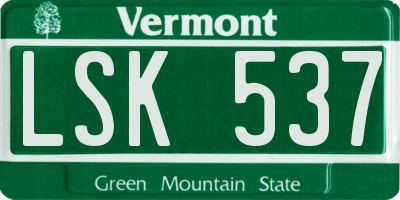 VT license plate LSK537