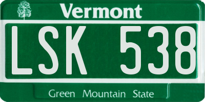 VT license plate LSK538