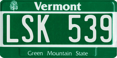 VT license plate LSK539