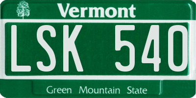 VT license plate LSK540