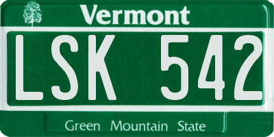 VT license plate LSK542