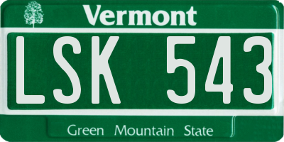 VT license plate LSK543