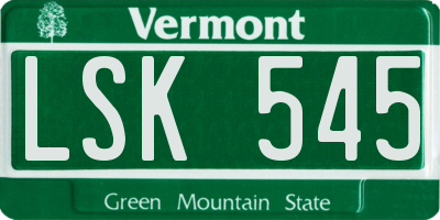 VT license plate LSK545