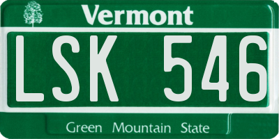 VT license plate LSK546