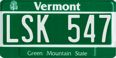 VT license plate LSK547